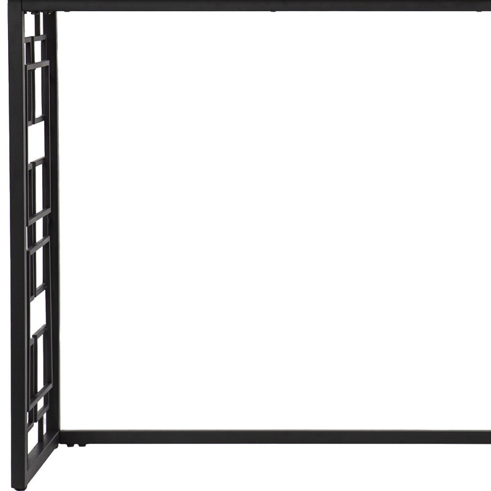 42" White and Black Glass Sled Console Table-Console Tables-DECOROLALA