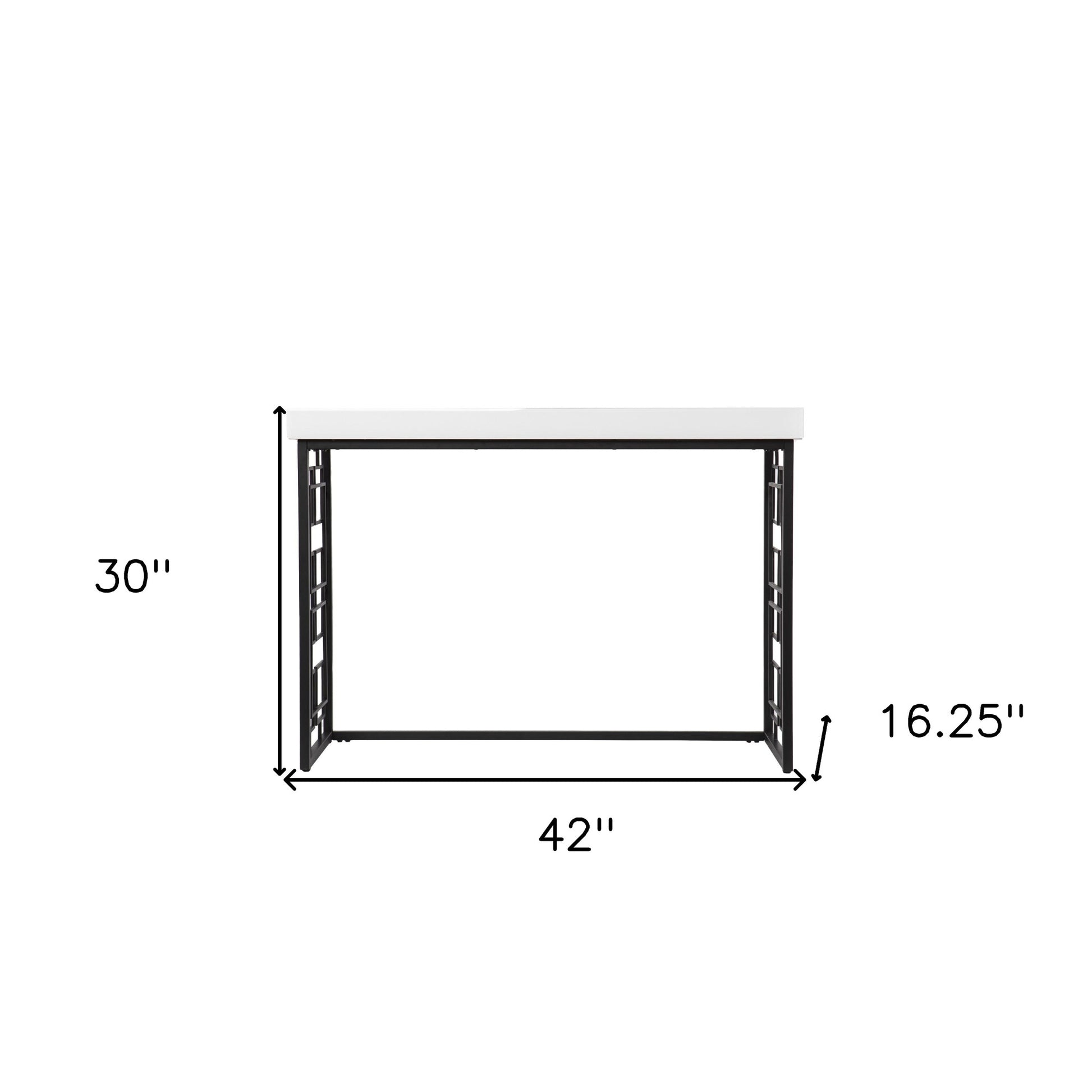 42" White and Black Glass Sled Console Table-Console Tables-DECOROLALA