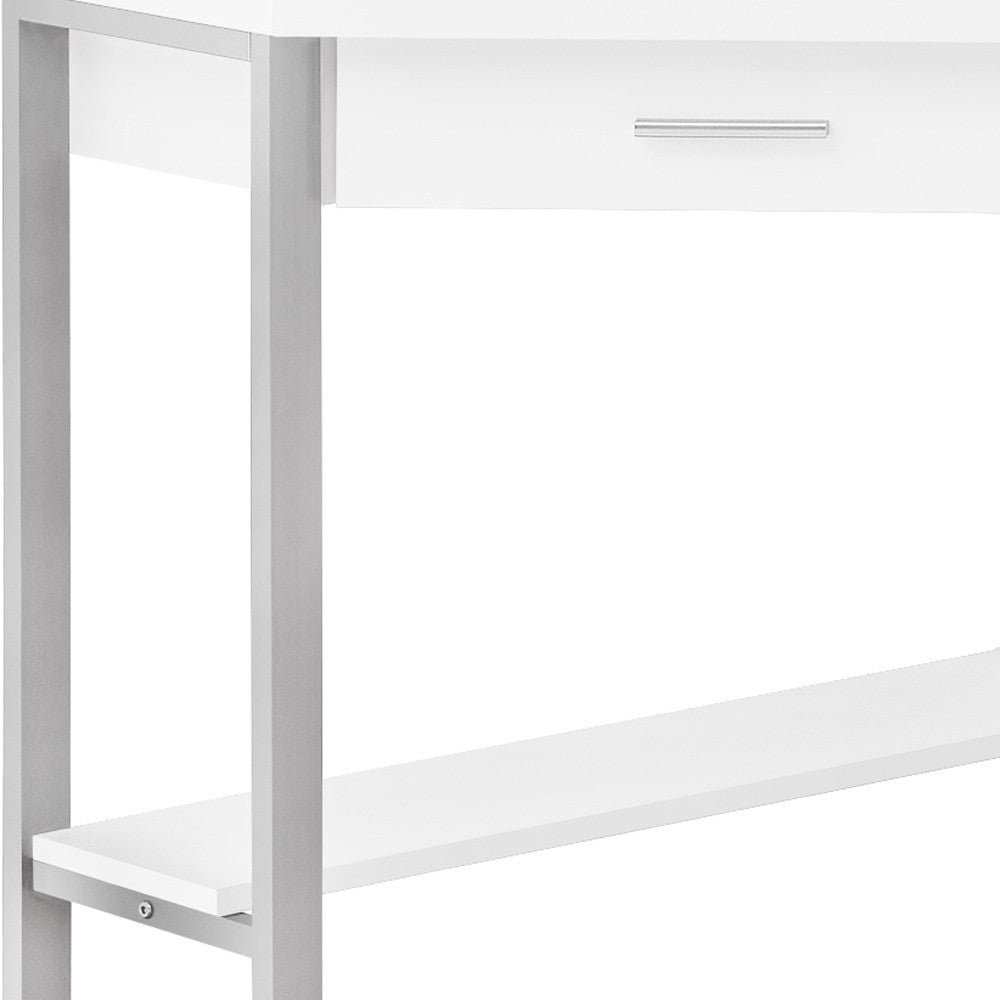 42" White and Silver Corner Computer Desk-Desks-DECOROLALA