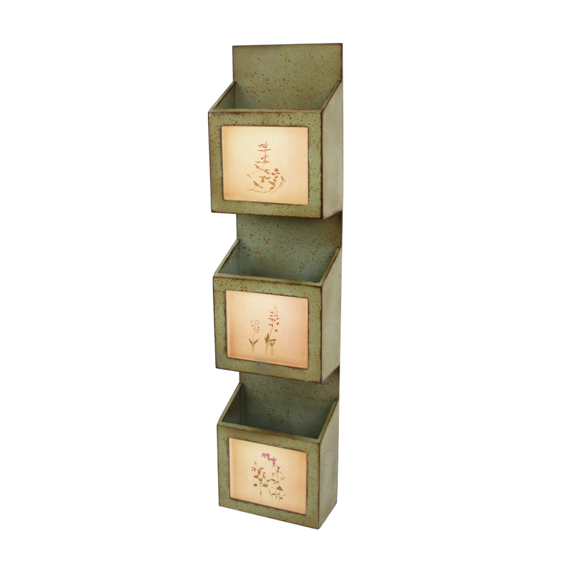 42" X 10" X 5" Green Rustic Vertical - Newspaper & Magazine Rack-Organizers-DECOROLALA
