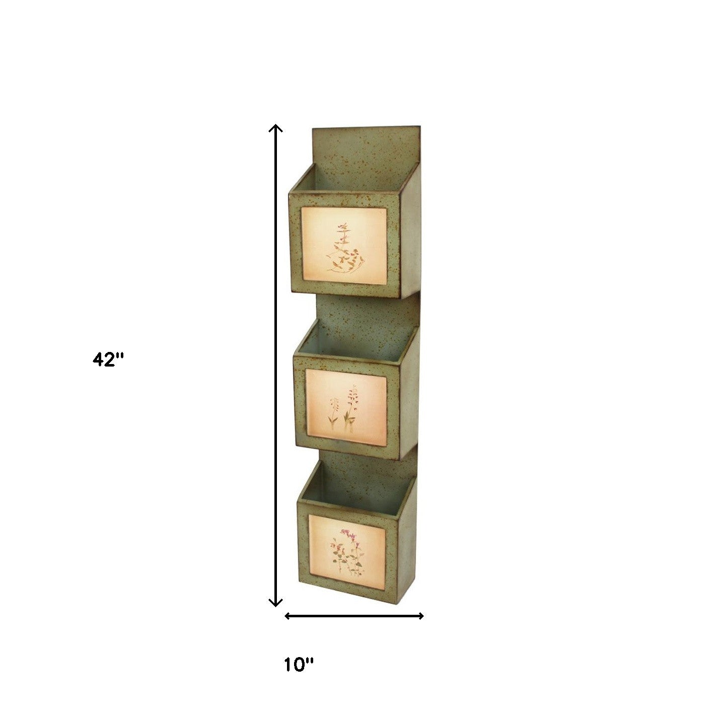 42" X 10" X 5" Green Rustic Vertical - Newspaper & Magazine Rack-Organizers-DECOROLALA