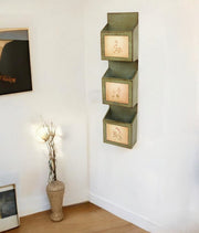 42" X 10" X 5" Green Rustic Vertical - Newspaper & Magazine Rack-Organizers-DECOROLALA