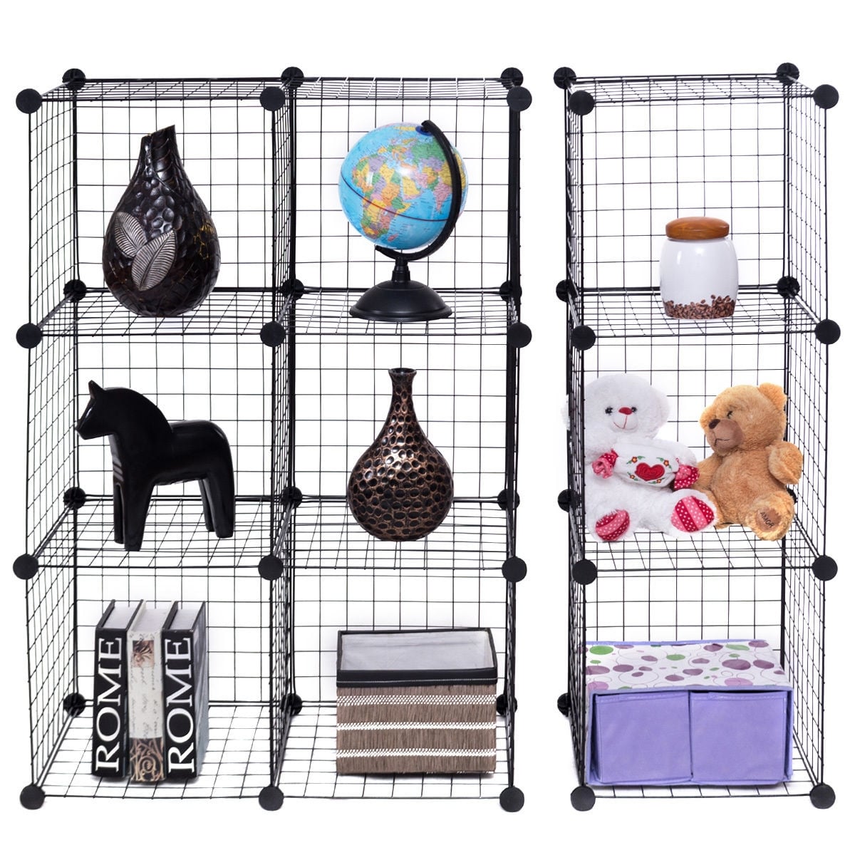 42" x 14" x 56" DIY 12-Cube Metal Grid Wire Storage Cubes-Clothing & Closet Storage-DECOROLALA