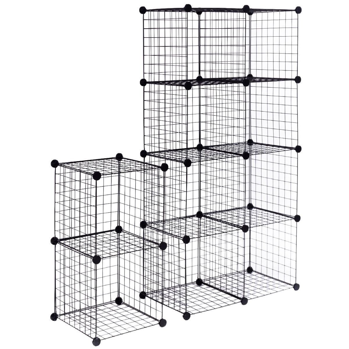42" x 14" x 56" DIY 12-Cube Metal Grid Wire Storage Cubes-Clothing & Closet Storage-DECOROLALA