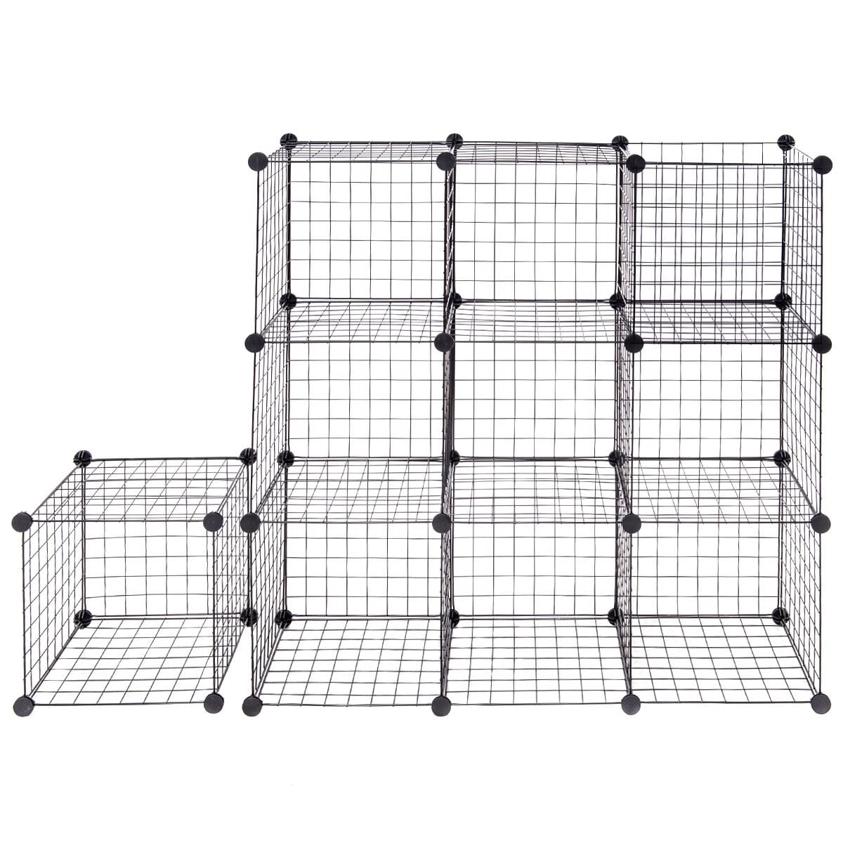 42" x 14" x 56" DIY 12-Cube Metal Grid Wire Storage Cubes-Clothing & Closet Storage-DECOROLALA