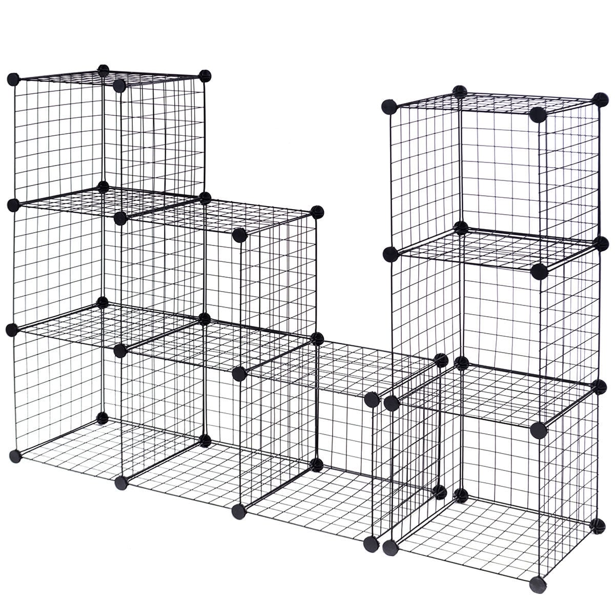 42" x 14" x 56" DIY 12-Cube Metal Grid Wire Storage Cubes-Clothing & Closet Storage-DECOROLALA