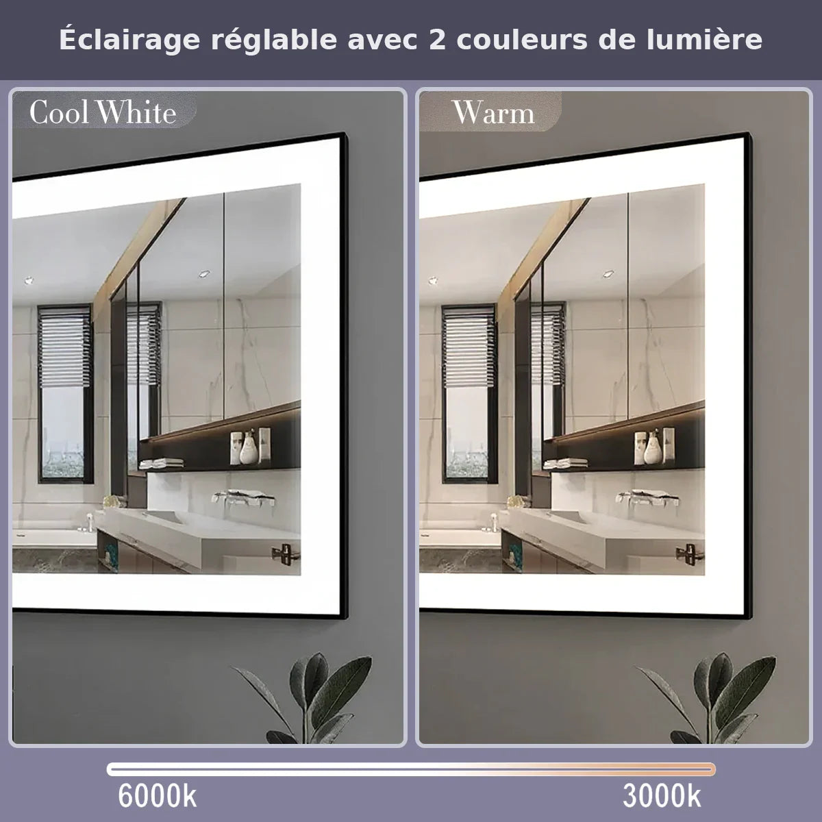 42" x 29.5" LED Bathroom Mirror with Matte Black Frame & Frosted Edge Glow-Migration_Mirrors-DECOROLALA