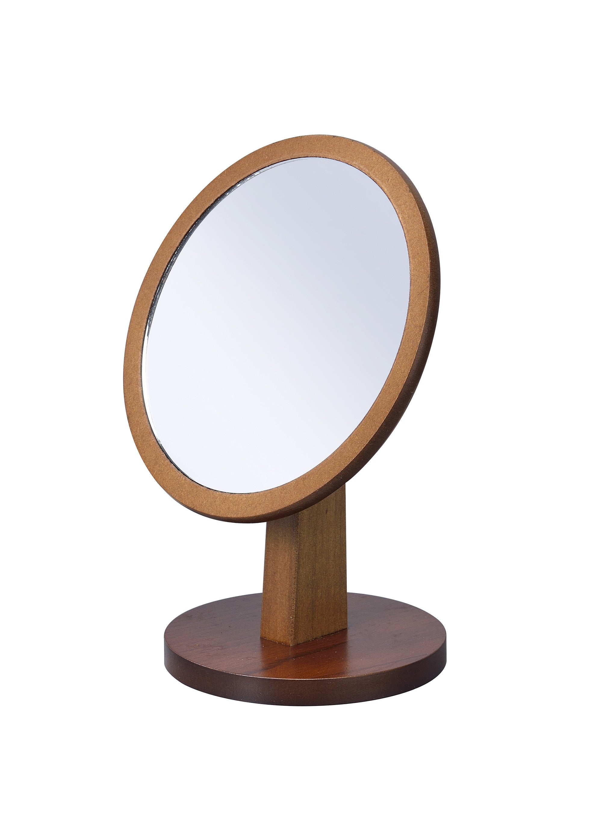 10" Brown Round Framed Makeup Shaving Tabletop Mirror-Mirrors-DECOROLALA