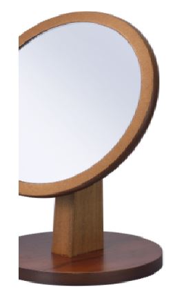 10" Brown Round Framed Makeup Shaving Tabletop Mirror-Mirrors-DECOROLALA