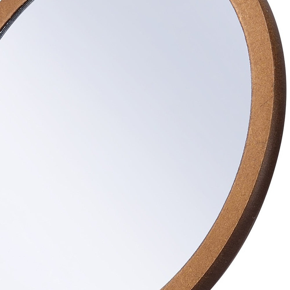 10" Brown Round Framed Makeup Shaving Tabletop Mirror-Mirrors-DECOROLALA