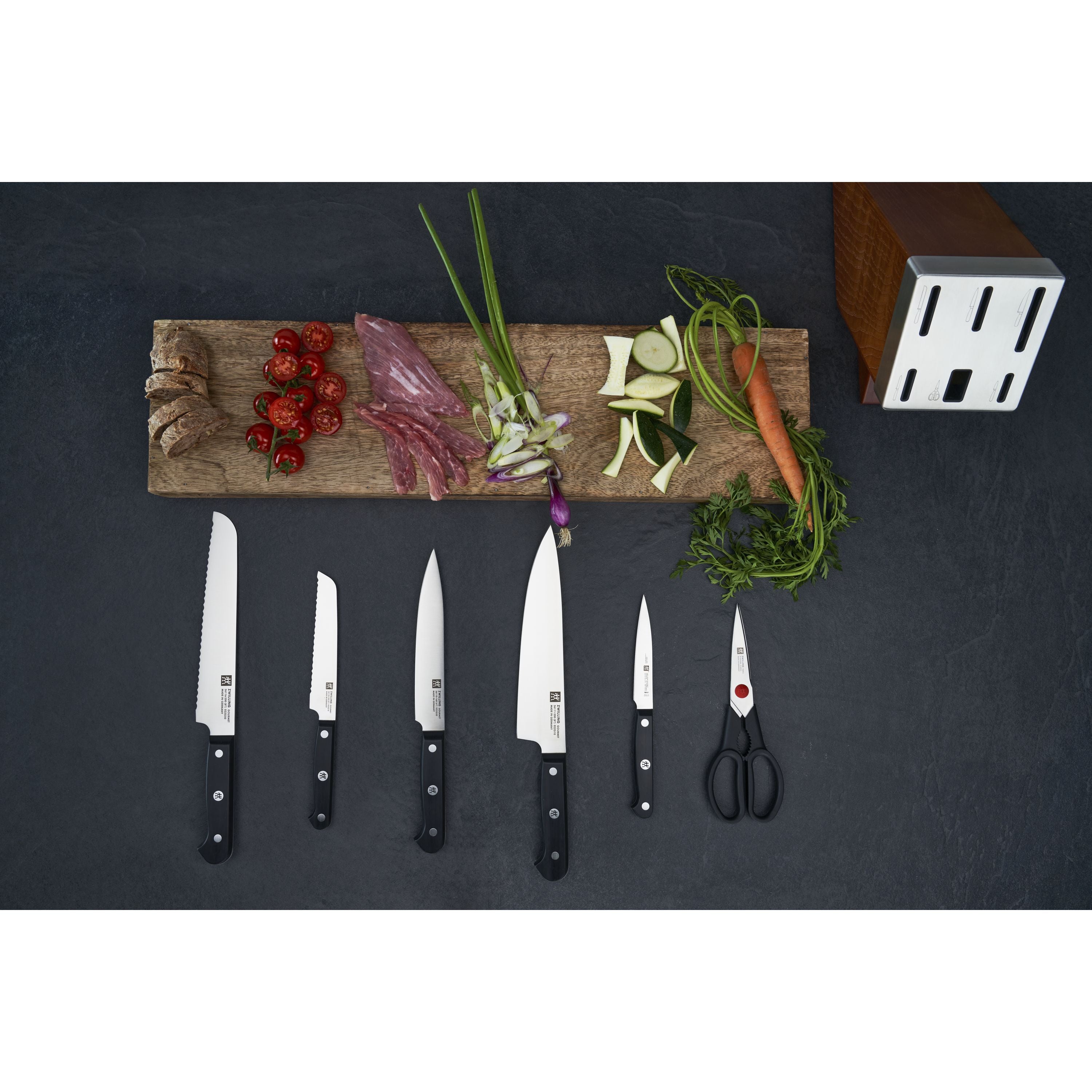 ZWILLING Gourmet 7 Piece Self-Sharpening Block Set, Brown-n/a-DECOROLALA