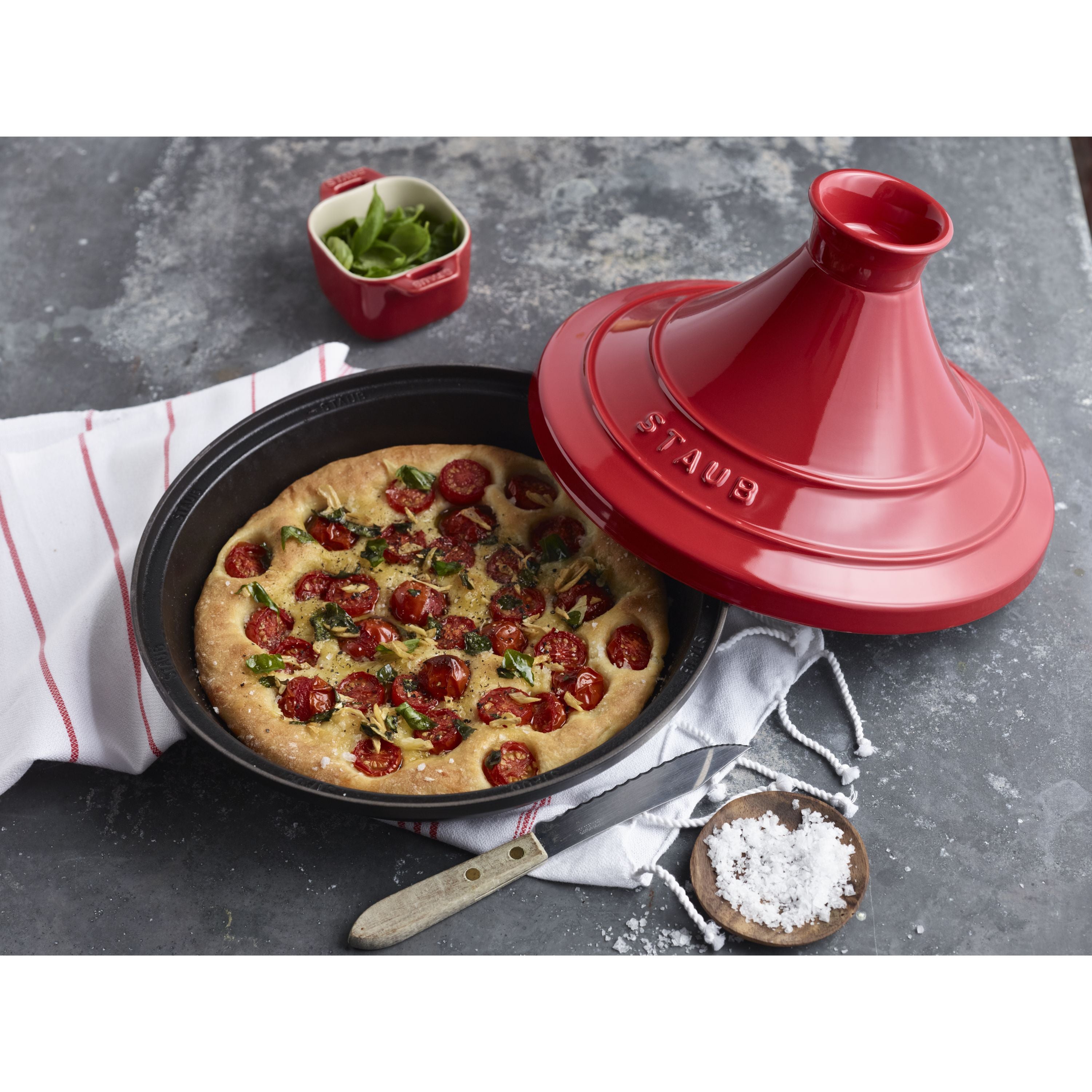 STAUB Specialities 28 cm Cast Iron Tajine, Cherry-n/a-DECOROLALA