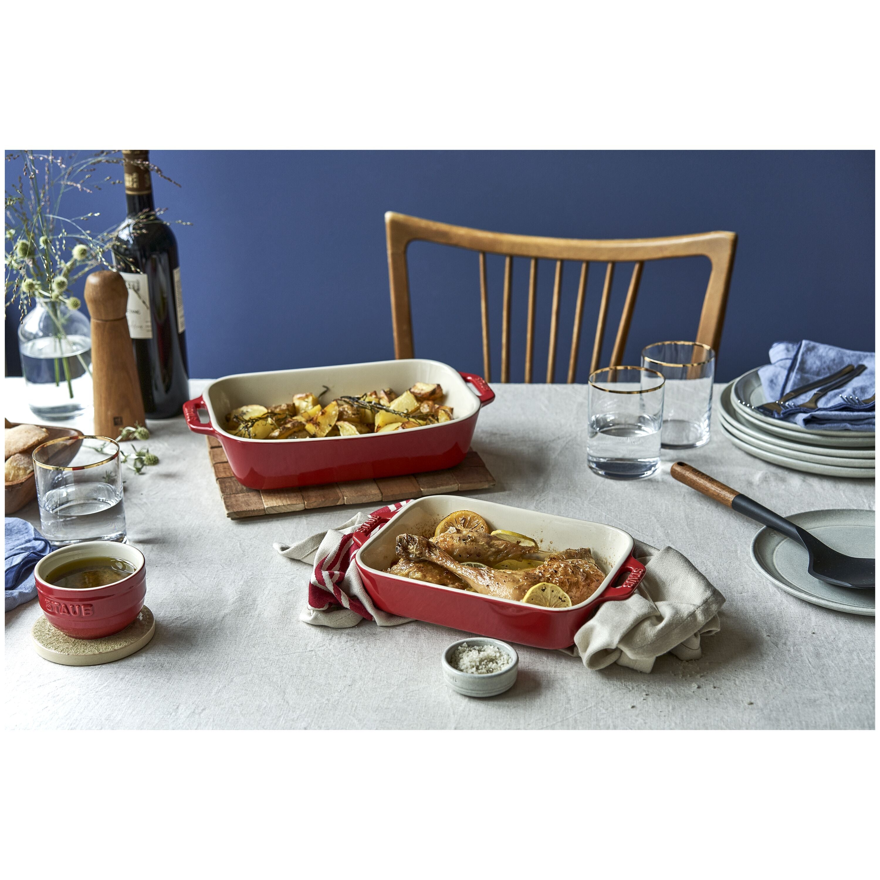 STAUB Ceramique 2,4 L Ceramic Rectangular Oven Dish, Cherry-n/a-DECOROLALA
