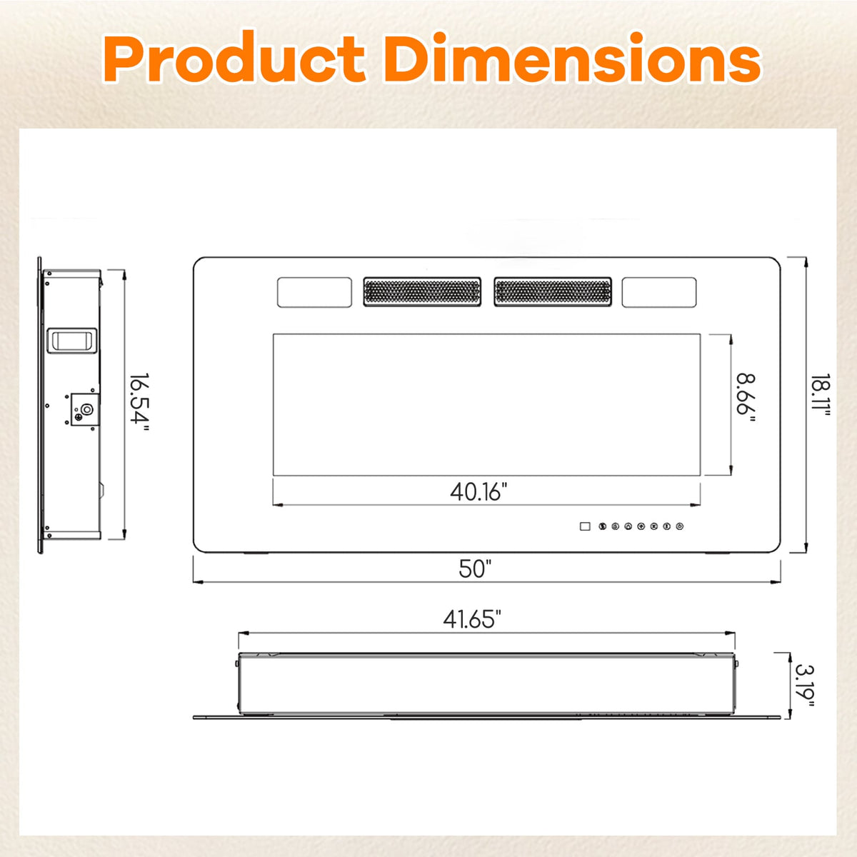 42/50/60/72 Inch Ultra-Thin Electric Fireplace with Decorative Crystals-50 inches-Fireplaces-DECOROLALA