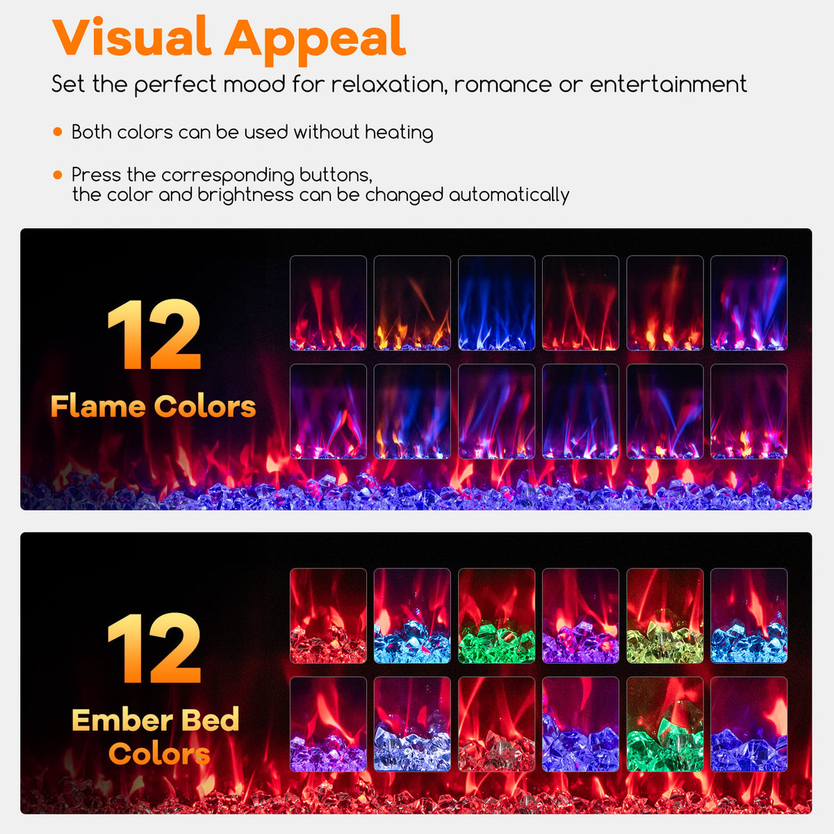 42/50/60/72 Inch Ultra-Thin Electric Fireplace with Decorative Crystals-60 inches-Fireplaces-DECOROLALA