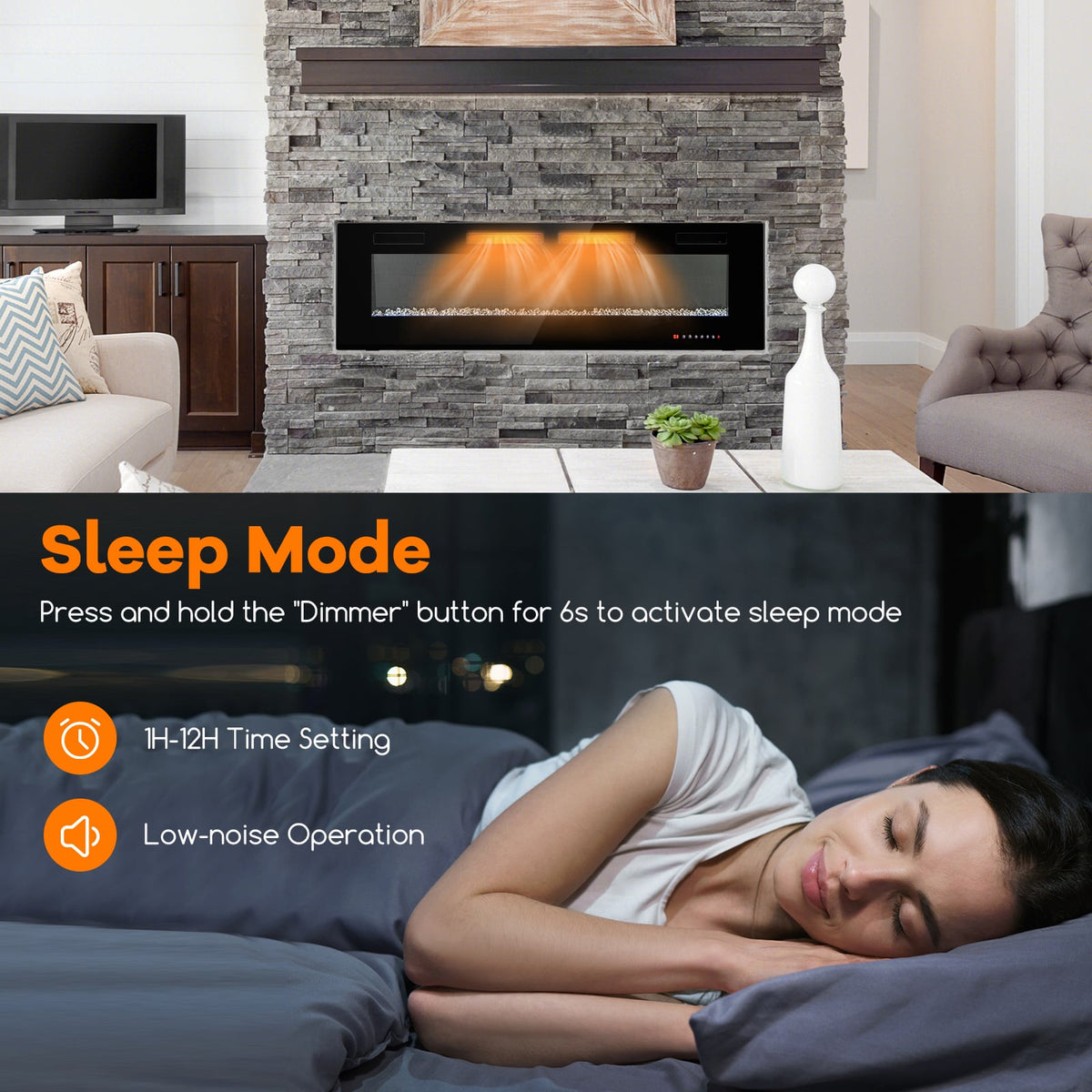 42/50/60/72 Inch Ultra-Thin Electric Fireplace with Decorative Crystals-60 inches-Fireplaces-DECOROLALA