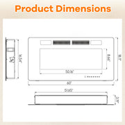42/50/60/72 Inch Ultra-Thin Electric Fireplace with Decorative Crystals-60 inches-Fireplaces-DECOROLALA