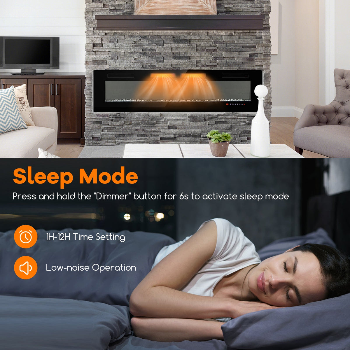 42/50/60/72 Inch Ultra-Thin Electric Fireplace with Decorative Crystals-72 inches-Fireplaces-DECOROLALA