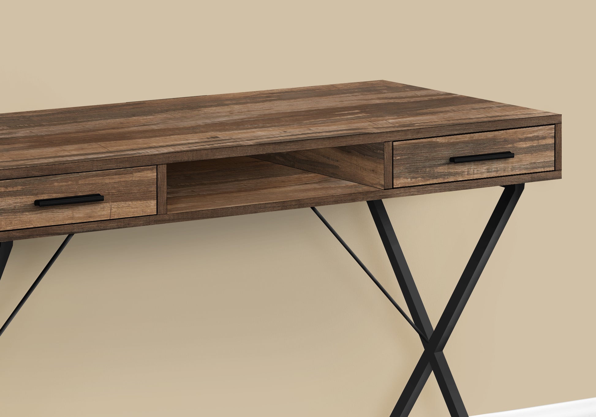 42"L Computer Desk with Storage Drawers, White/Black-Computer Desk-DECOROLALA