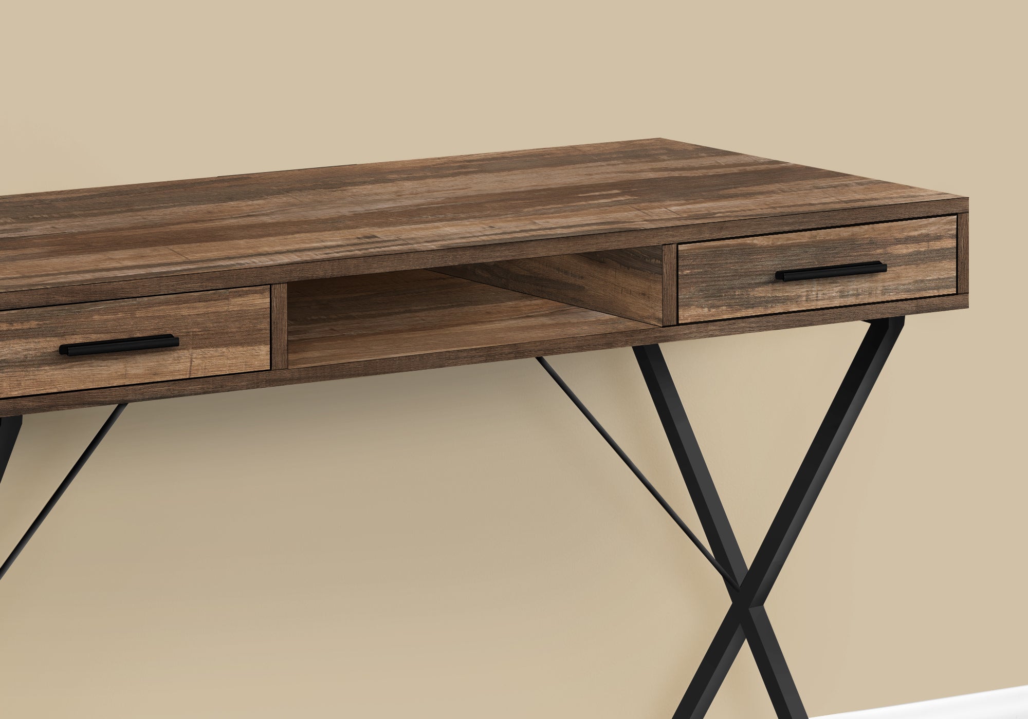 42"L Computer Desk with Storage Drawers, White/Black-Computer Desk-DECOROLALA