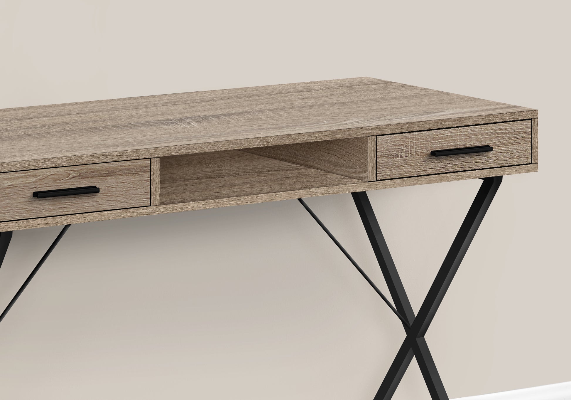 42"L Computer Desk with Storage Drawers, White/Black-Computer Desk-DECOROLALA