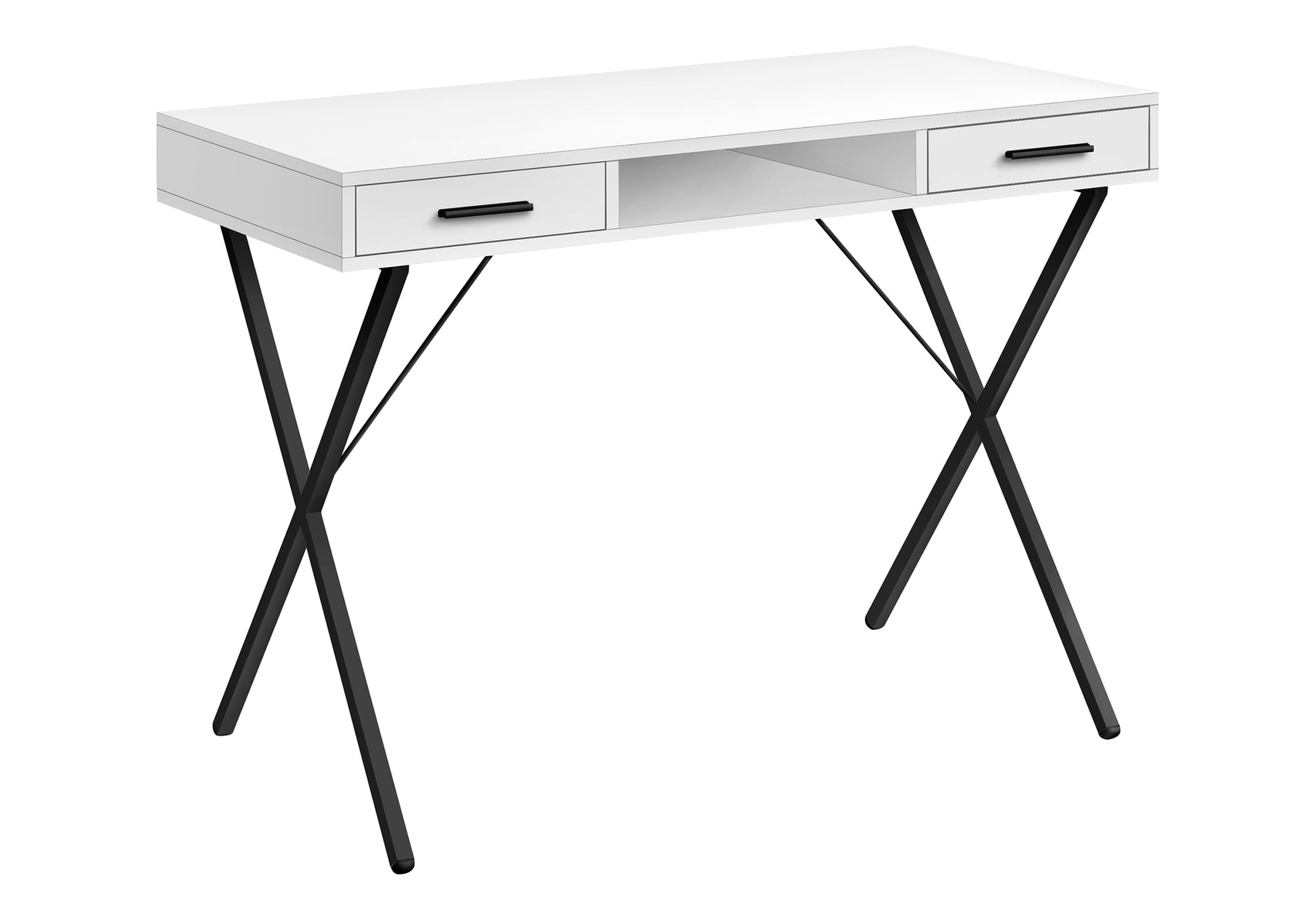 42"L Computer Desk with Storage Drawers, White/Black-Computer Desk-DECOROLALA
