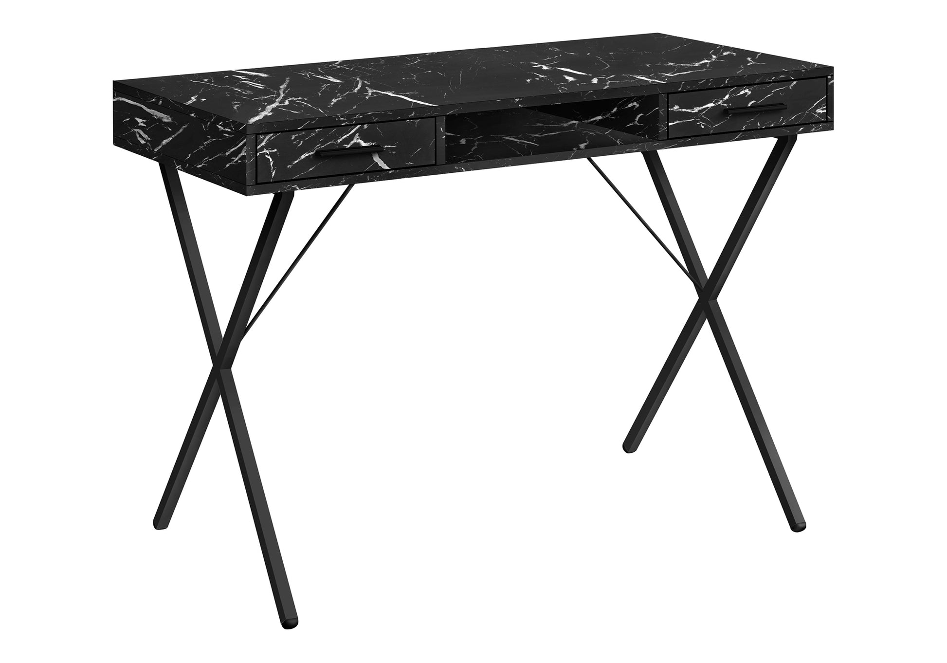 42"L Computer Desk with Storage Drawers, White/Black-Computer Desk-DECOROLALA