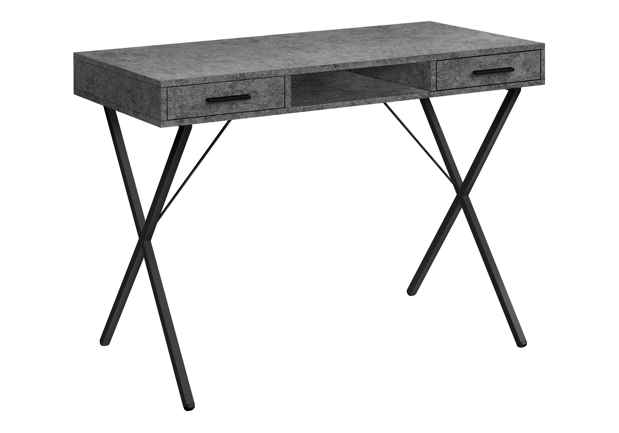 42"L Computer Desk with Storage Drawers, White/Black-Computer Desk-DECOROLALA
