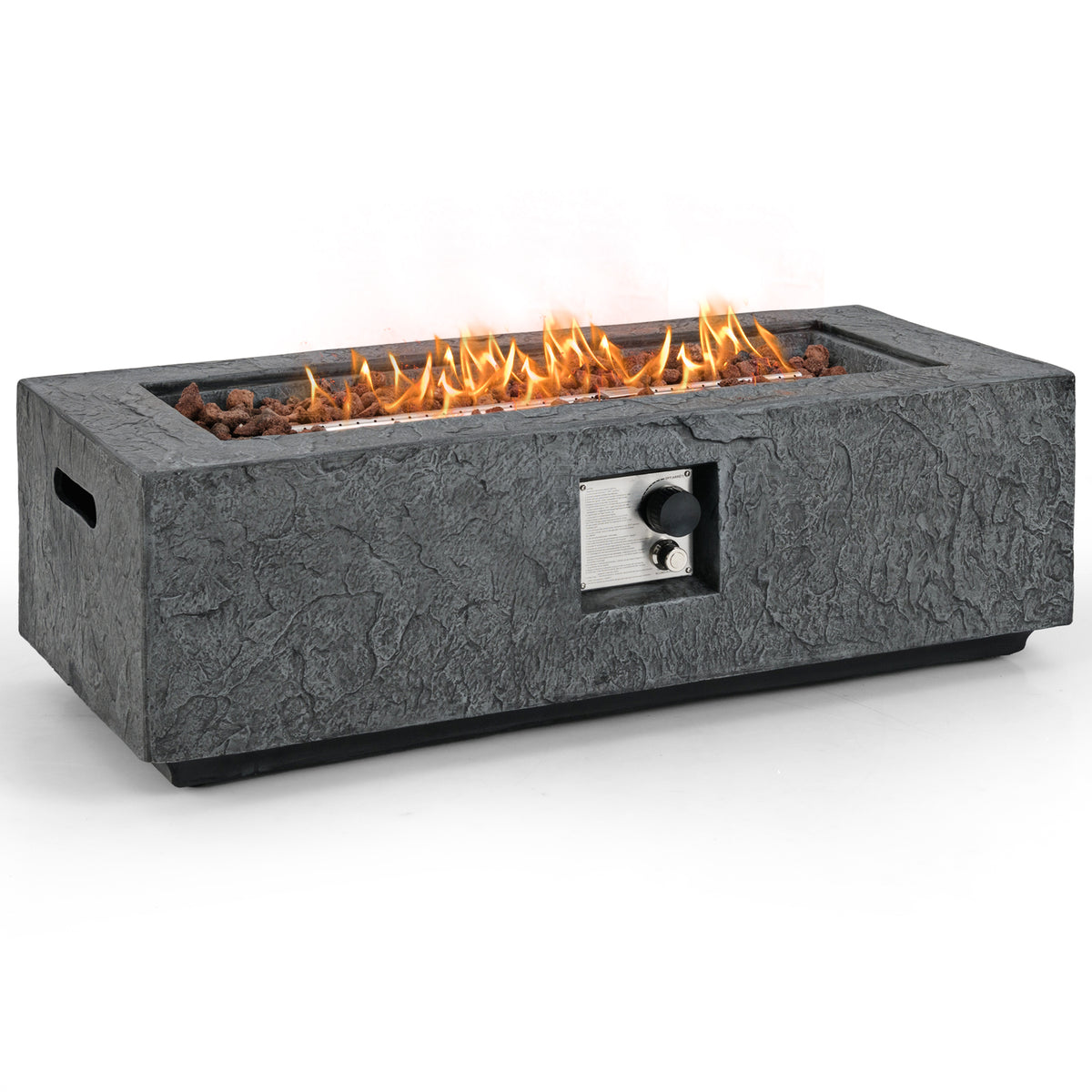 42.5 Inch 50000 BTU Fire Pit Table Set with Stainless Steel Burner-Fire Pit Tables-DECOROLALA