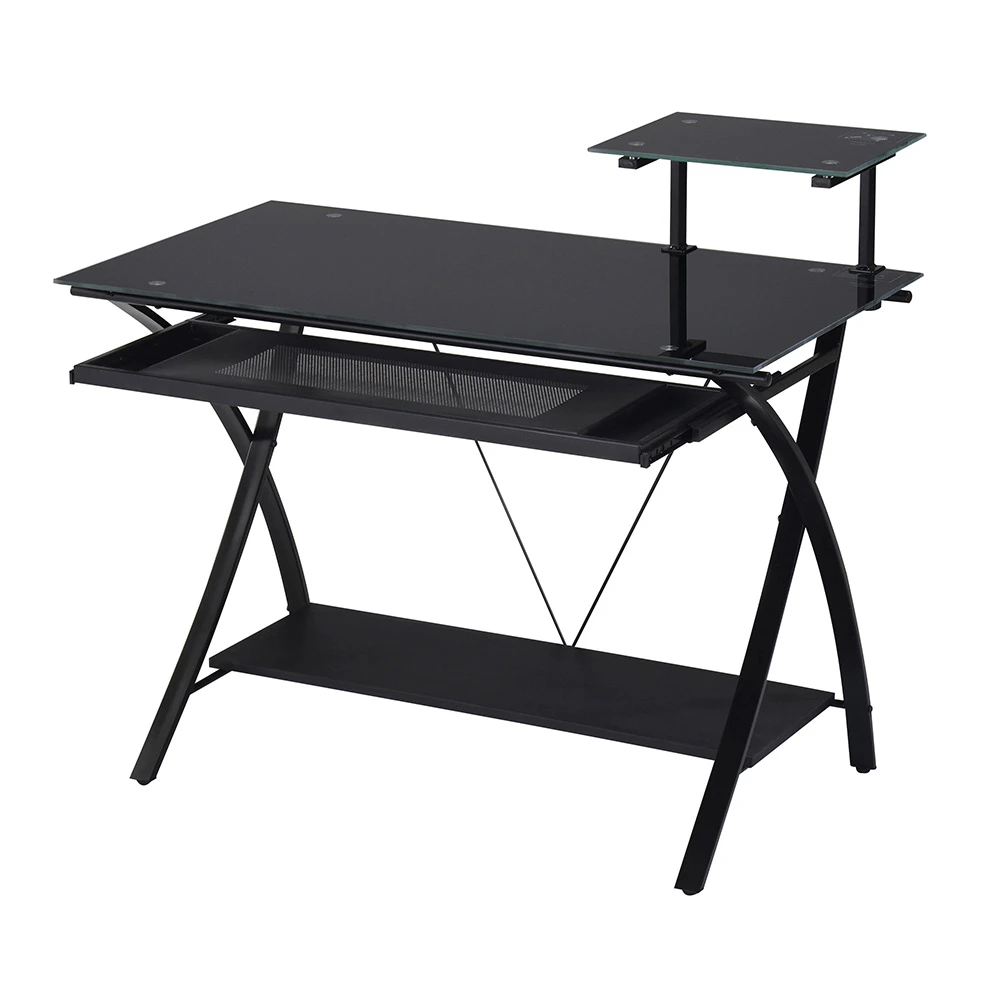 43" Black Glass Computer Desk-Desks-DECOROLALA
