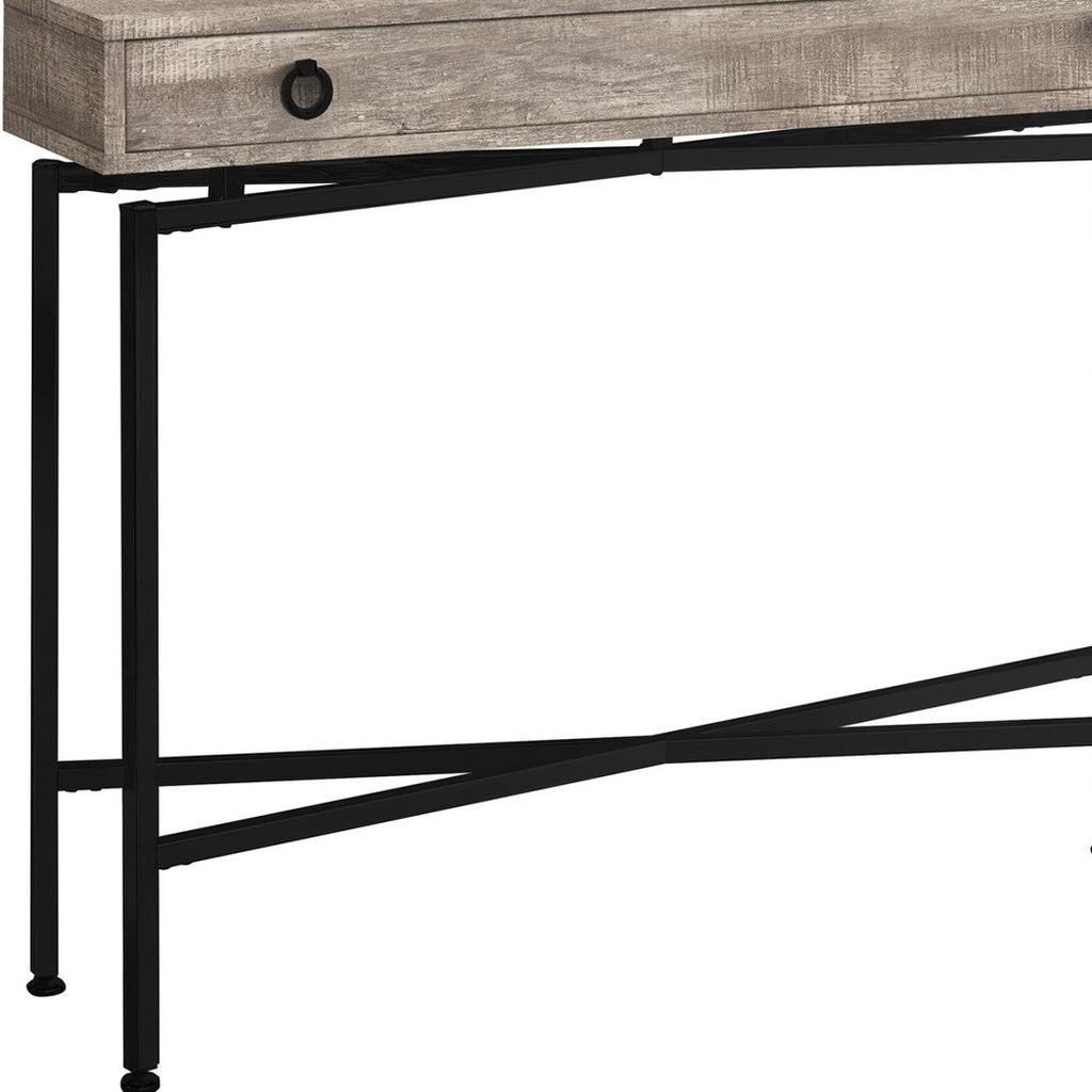 43" Brown And Black Cross Leg Console Table-Console Tables-DECOROLALA