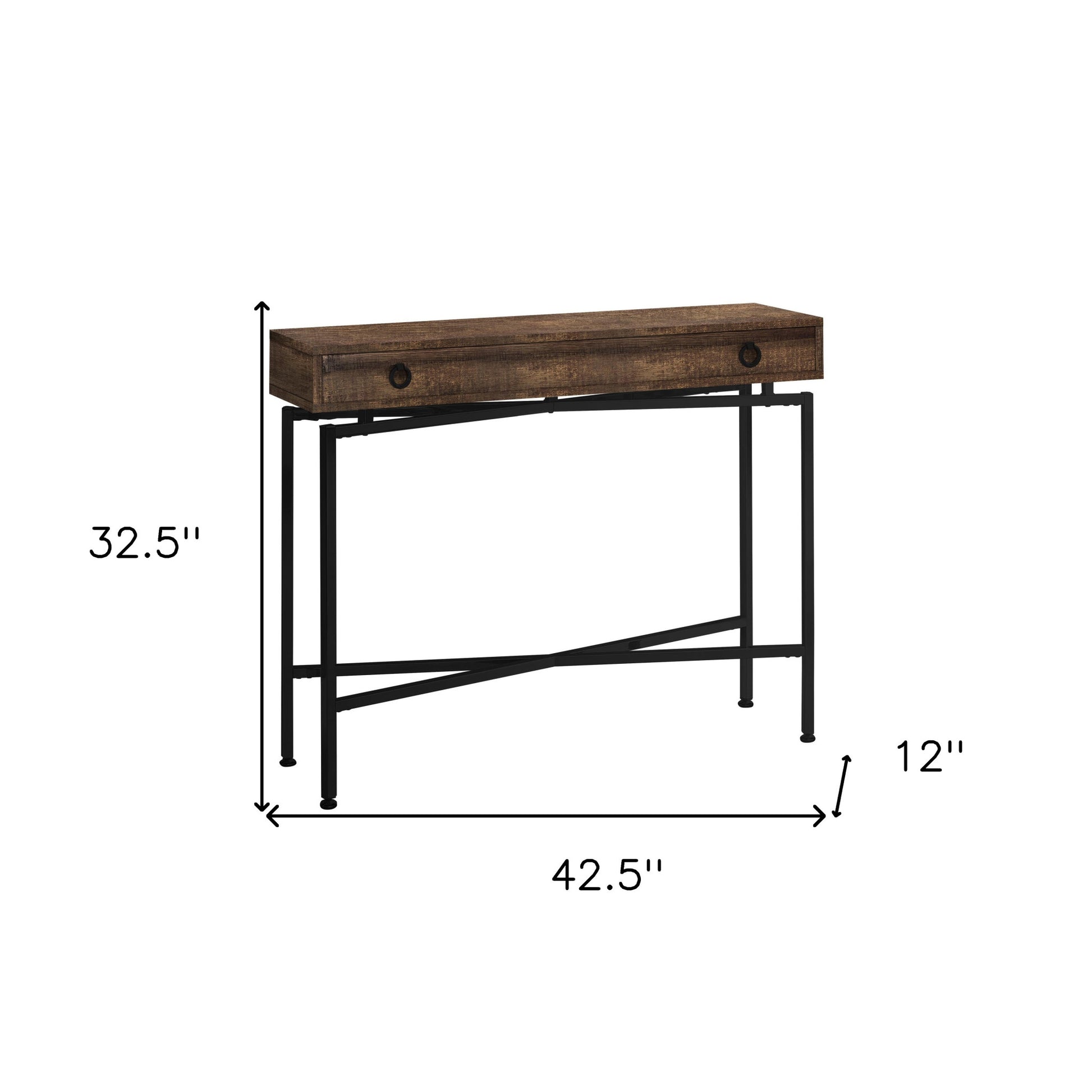 43" Brown And Black Cross Leg Console Table-Console Tables-DECOROLALA