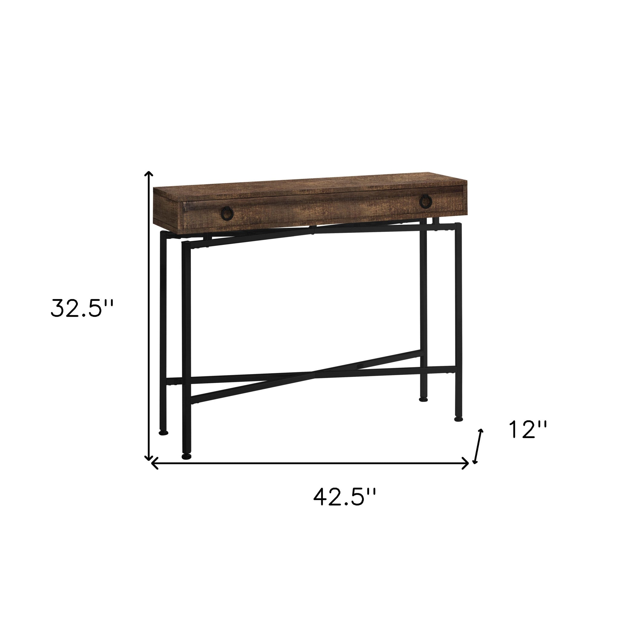 43" Brown And Black Cross Leg Console Table-Console Tables-DECOROLALA