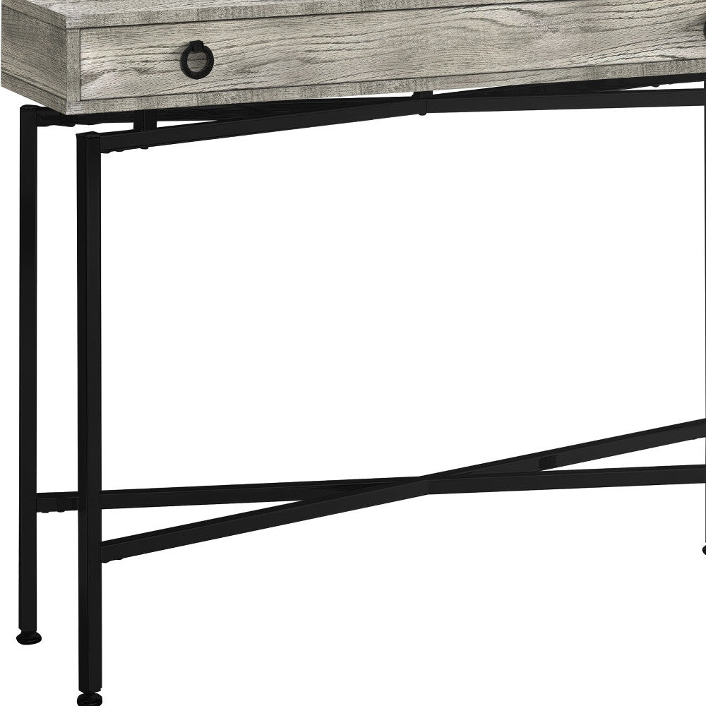 43" Brown And Black Cross Leg Console Table-Console Tables-DECOROLALA