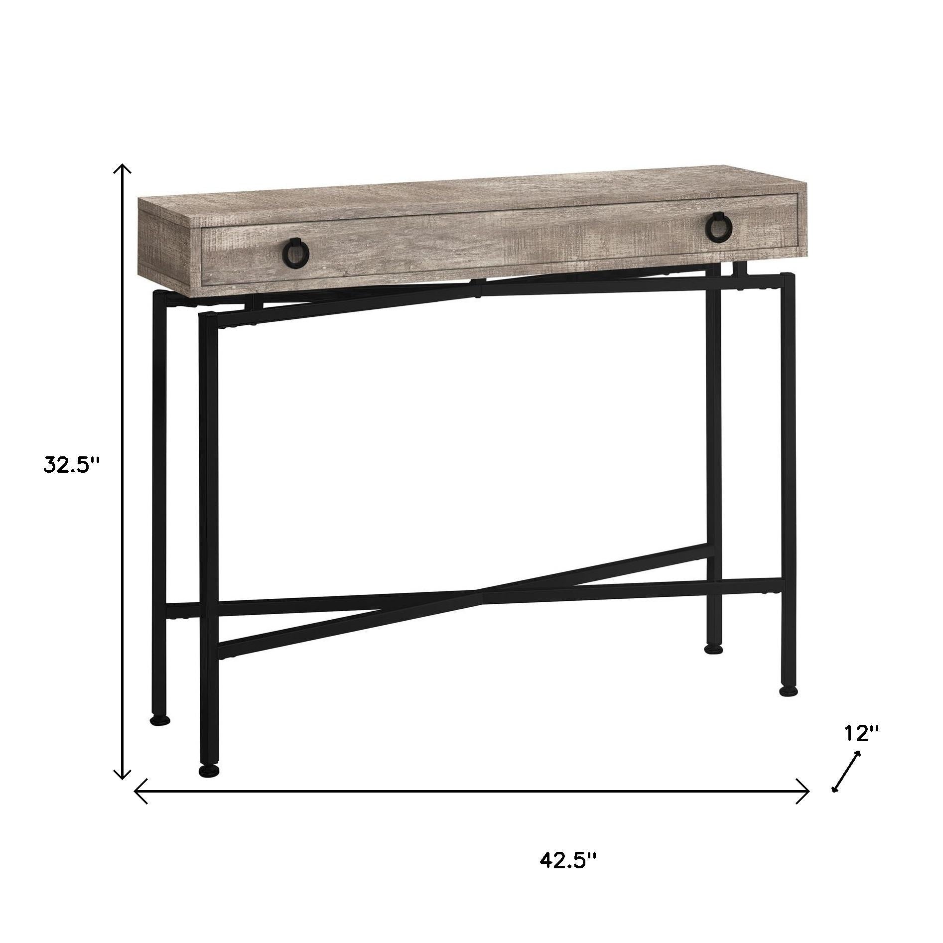 43" Brown And Black Cross Leg Console Table-Console Tables-DECOROLALA
