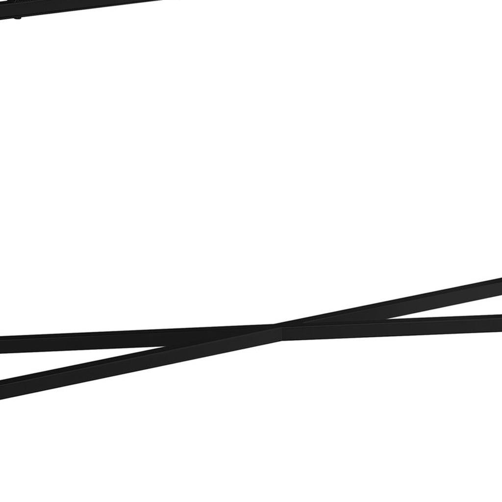 43" Brown And Black Cross Leg Console Table-Console Tables-DECOROLALA