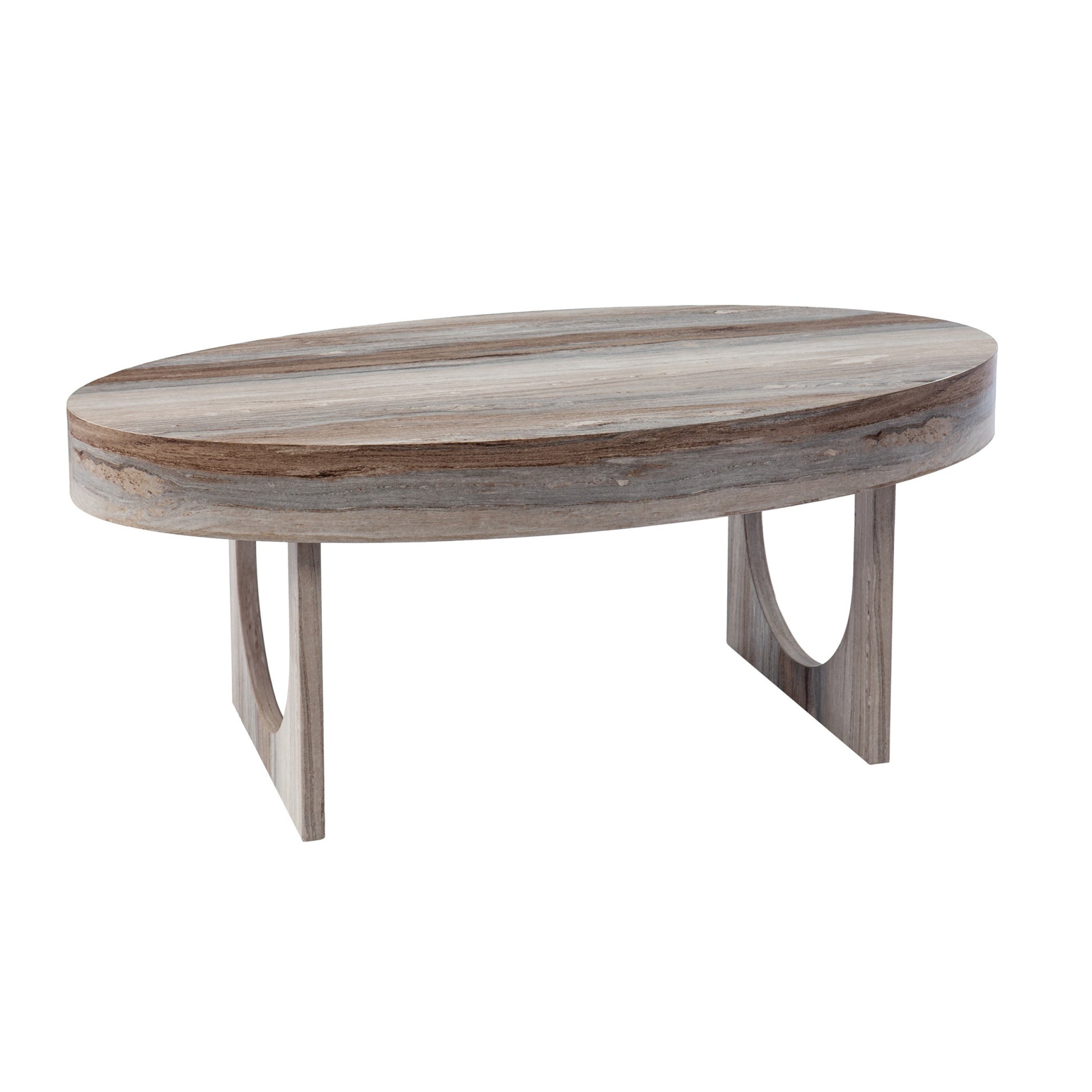 43" Brown Solid Manufactured Wood Oval Coffee Table-Coffee Tables-DECOROLALA