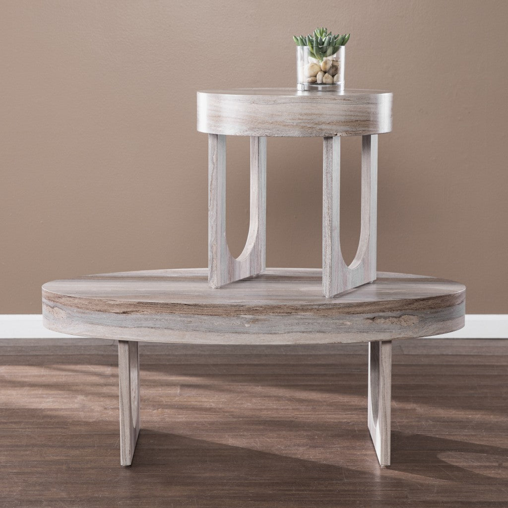 43" Brown Solid Manufactured Wood Oval Coffee Table-Coffee Tables-DECOROLALA