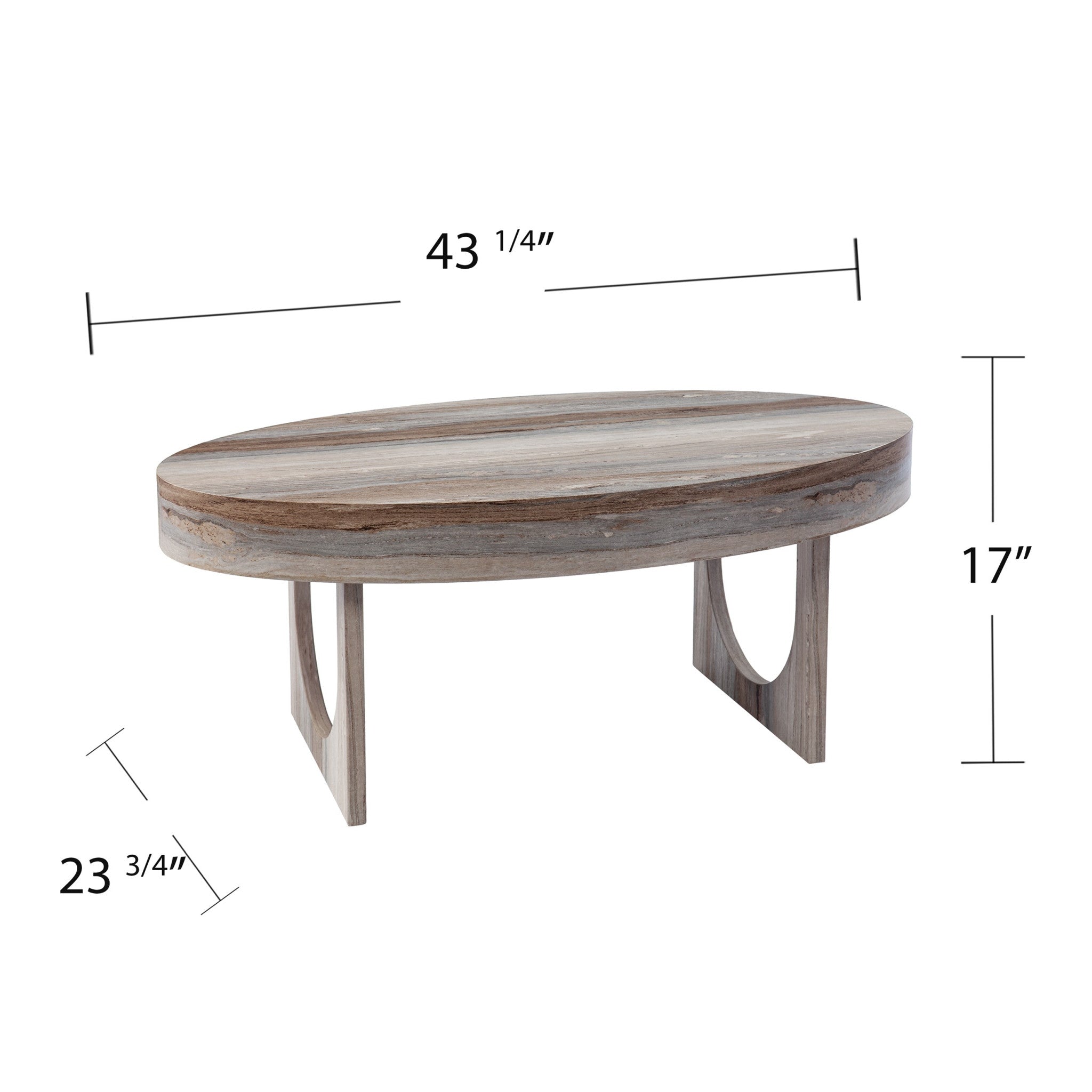 43" Brown Solid Manufactured Wood Oval Coffee Table-Coffee Tables-DECOROLALA
