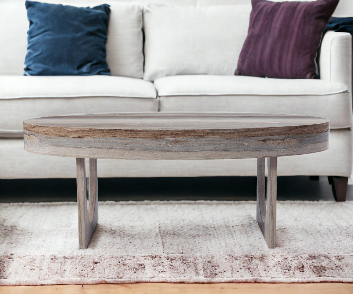 43" Brown Solid Manufactured Wood Oval Coffee Table-Coffee Tables-DECOROLALA