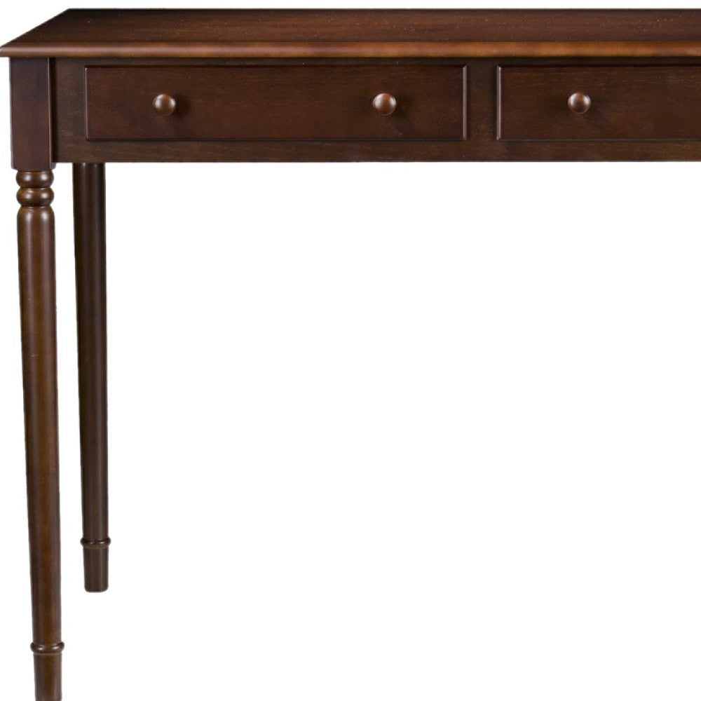 43" Brown Solid Wood Writing Desk With Two Drawers-Desks-DECOROLALA