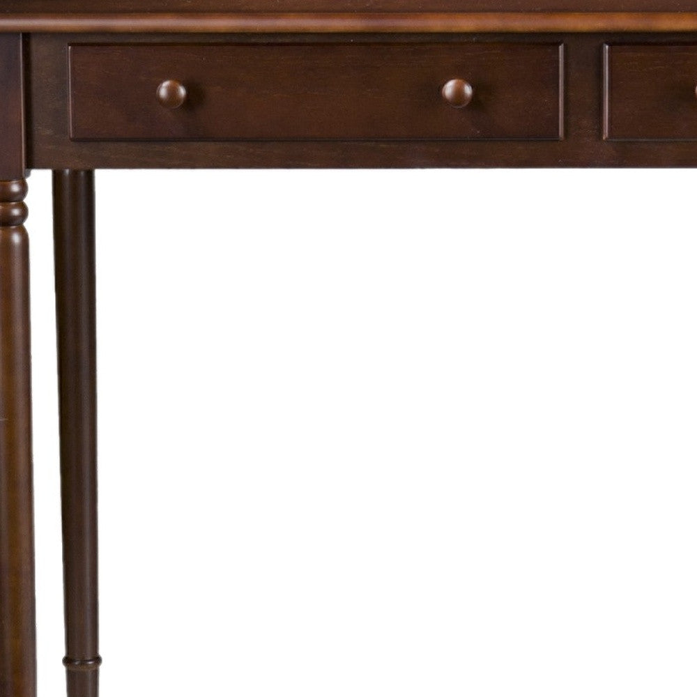 43" Brown Solid Wood Writing Desk With Two Drawers-Desks-DECOROLALA