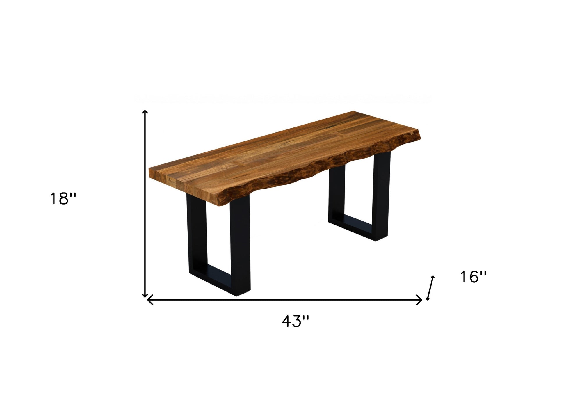 43" Brown and Black Solid Wood Dining Bench-Benches-DECOROLALA