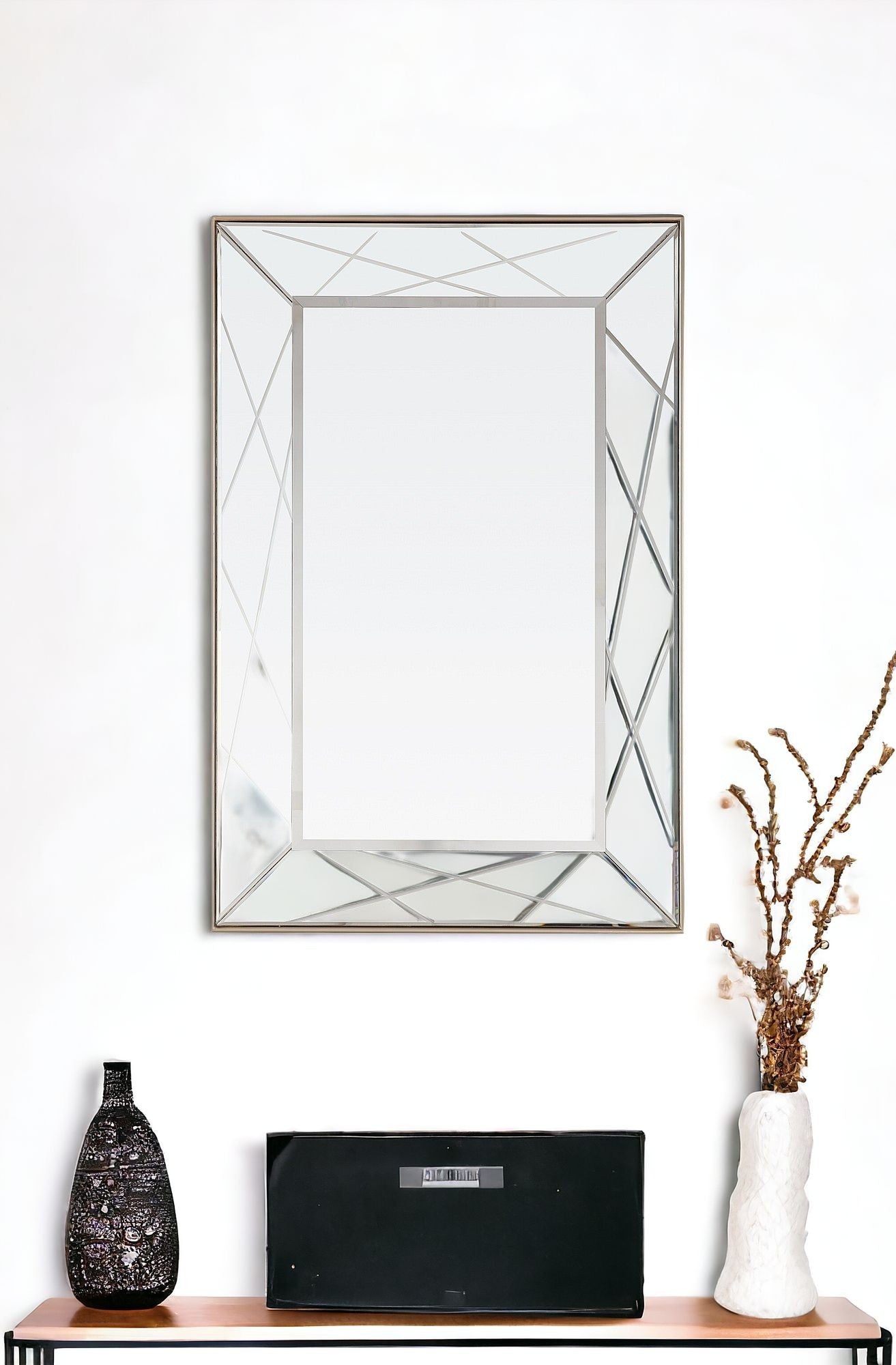 43" Champagne Metal Framed Accent Mirror-Mirrors-DECOROLALA
