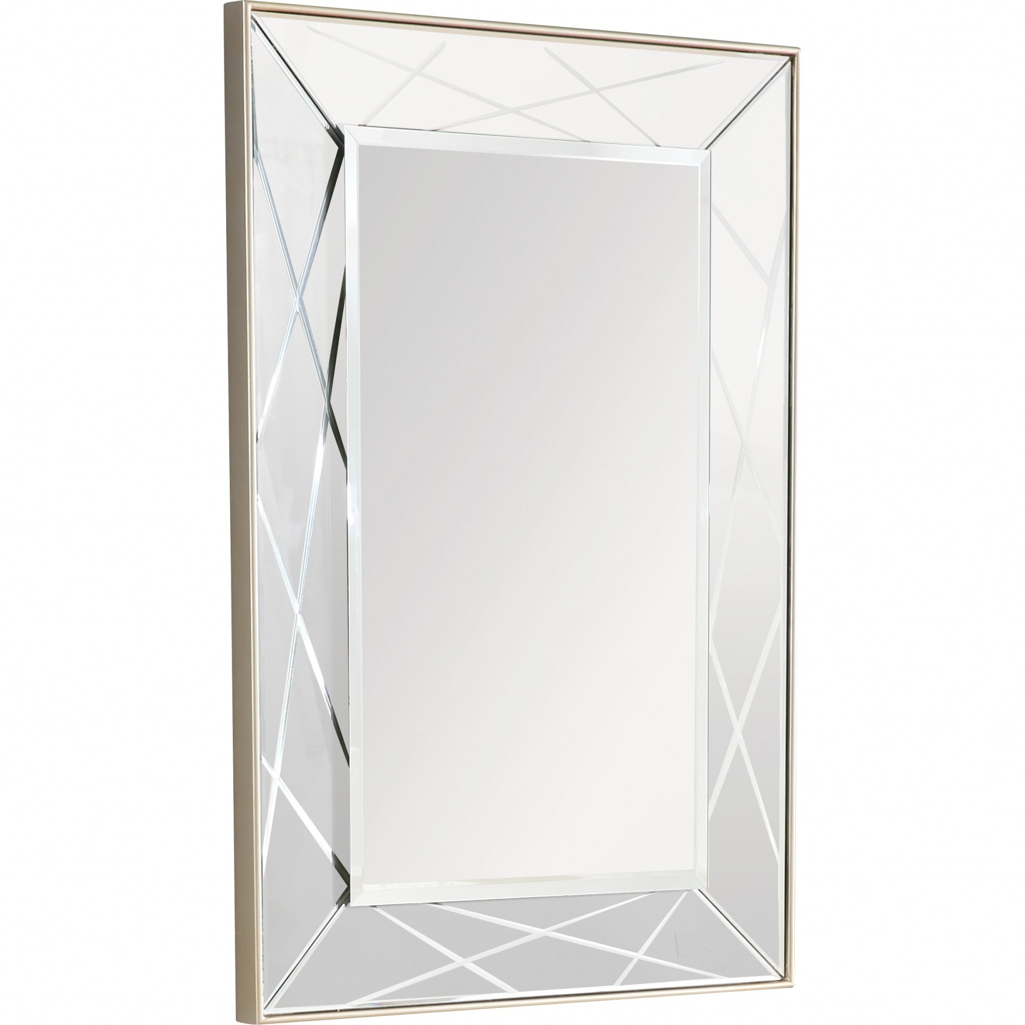 43" Champagne Metal Framed Accent Mirror-Mirrors-DECOROLALA