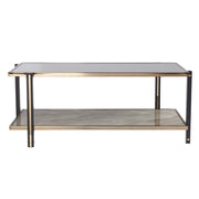 43" Champagne Mirrored And Metal Rectangular Mirrored Coffee Table-Coffee Tables-DECOROLALA