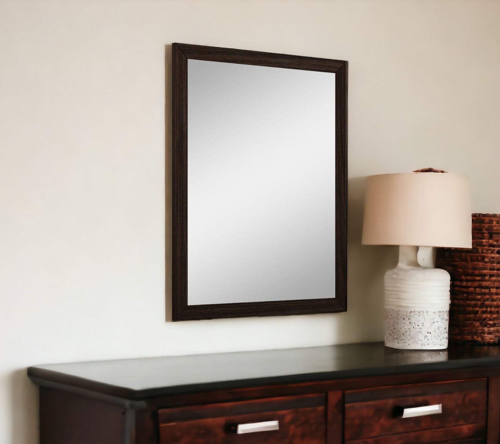 43" Dark Brown Framed Dresser Mirror-Mirrors-DECOROLALA