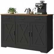 43" Farmhouse Sideboard Buffet Cabinet - Black/Brown-DECOROLALA