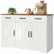 43" Farmhouse Sideboard Buffet Cabinet - White & Brown-DECOROLALA