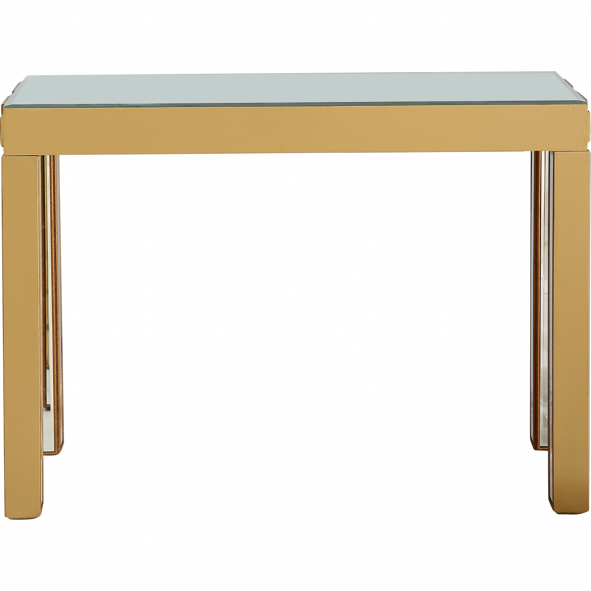 43" Gold Mirrored Glass Console Table-Console Tables-DECOROLALA